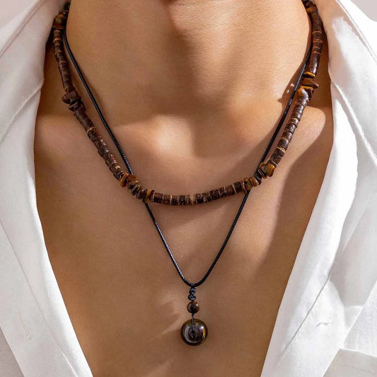 Men's Mali Necklace - 2pc Wooden/Stone Necklaces