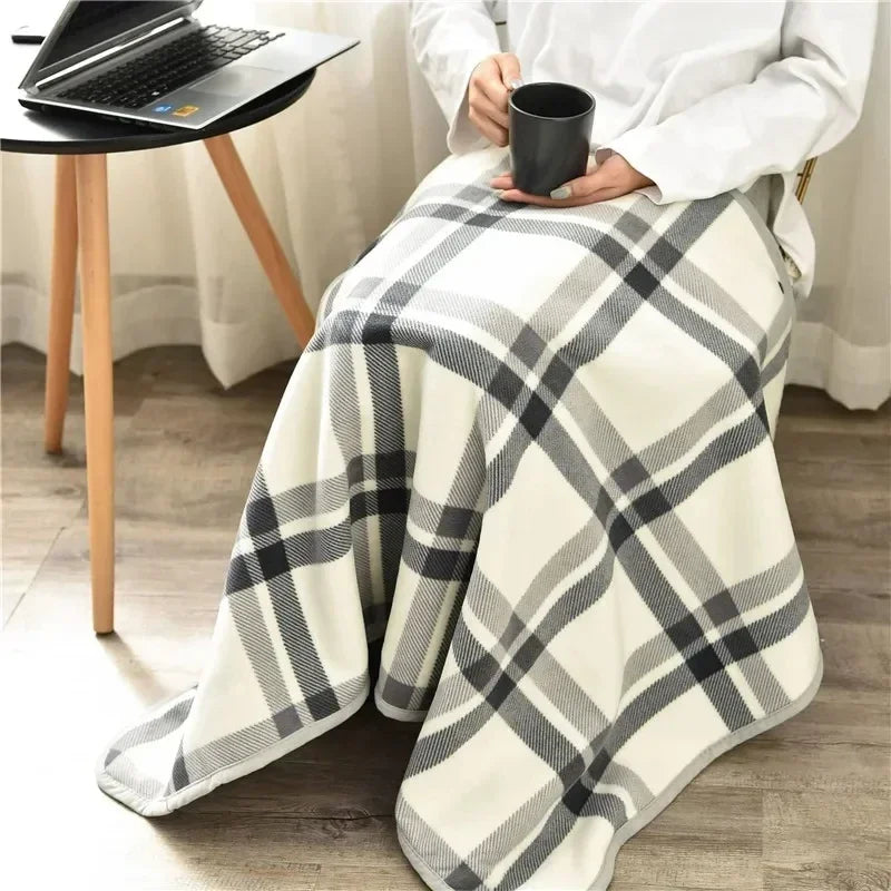 Thick Plaid Blanket Warm Winter Wearable Blanket Adults Office Travel Soft Fleece Throw Blankets With Button Home Shawl