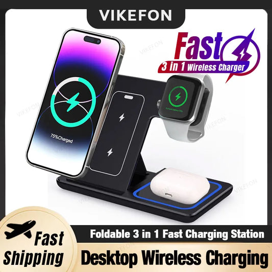 30W Apple Charging Dock: 3 in 1 Fast Charging Station (iPhone, Apple Watch, and Air Pods)