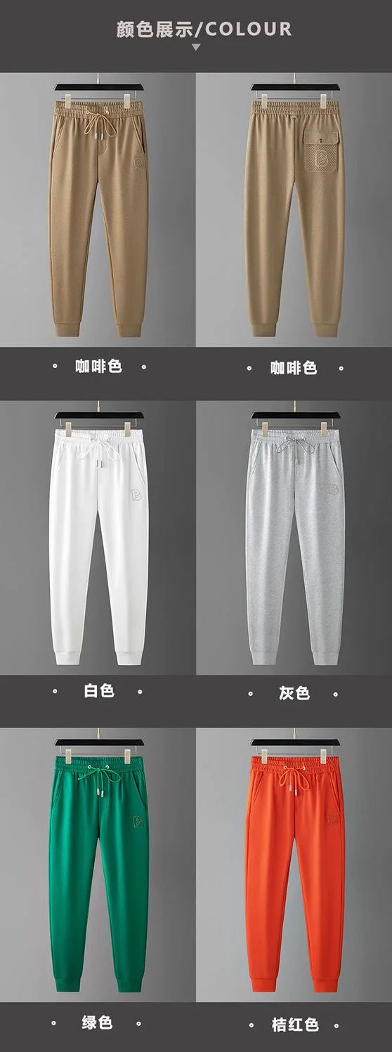 Light luxury high-end casual pants men's fashion brand embroidered pants autumn wrinkle resistant and breathable sports pants