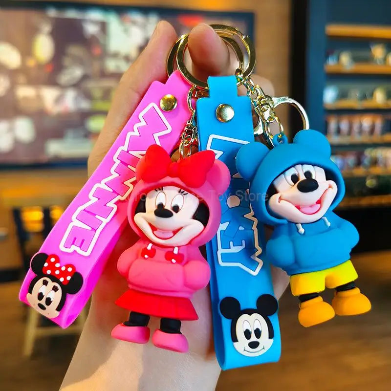 New Anime Disney Keychain Cartoon Mickey Mouse Minnie Lilo & Stitch Cute Doll Keyring Ornament Key Chain Pendant Kids Toys Gifts