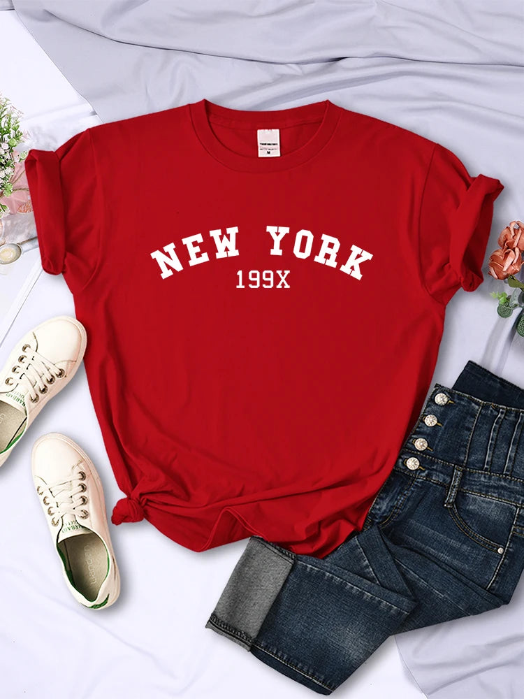 New York 199X Personality Letter T Shirt Womens Fashion Brand Short Sleeve Casual Comfortable Tee Shirtsport Summer T-Shirts