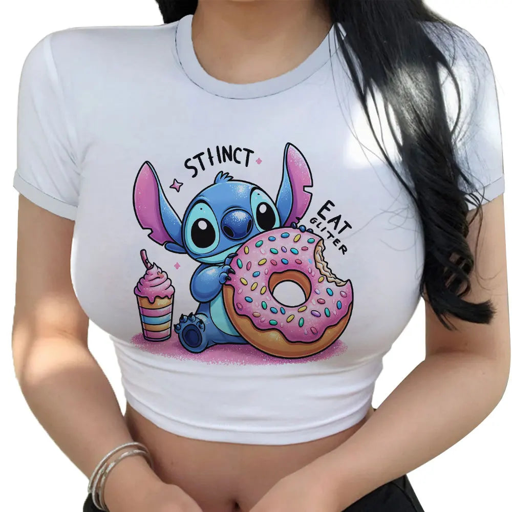 Stitch Graphic Crop Tops