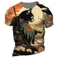 Y2K Samurai Wolf Graphic T-Shirts - Men