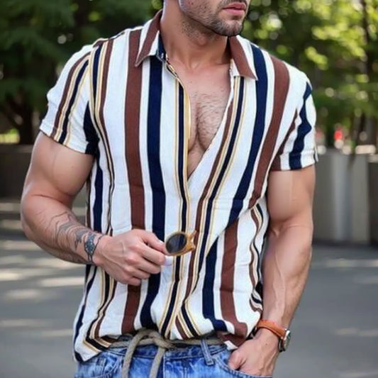 Striped Shirts For Men Shirt Summer Clothes Tops Mens Man 24