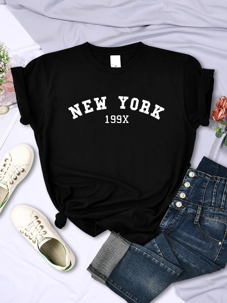 New York 199X Personality Letter T Shirt Womens Fashion Brand Short Sleeve Casual Comfortable Tee Shirtsport Summer T-Shirts