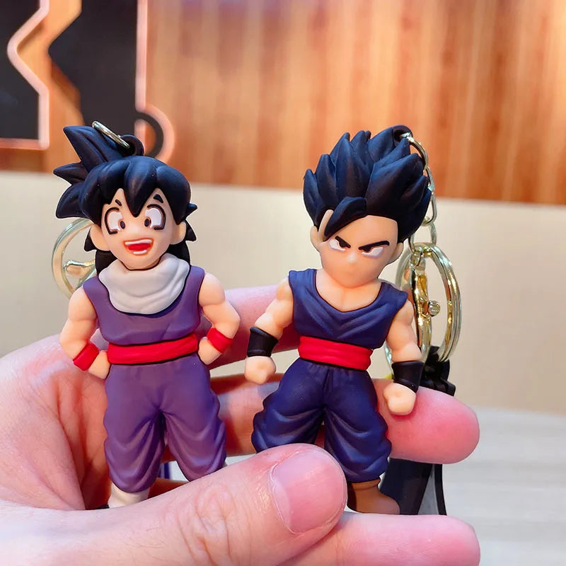 Anime Dragon Ball Keychain Fashion Jewelry Son Goku Vegeta Piccolo Action Figures 8CM PVC Key Ring for Men Women Bag Pendant