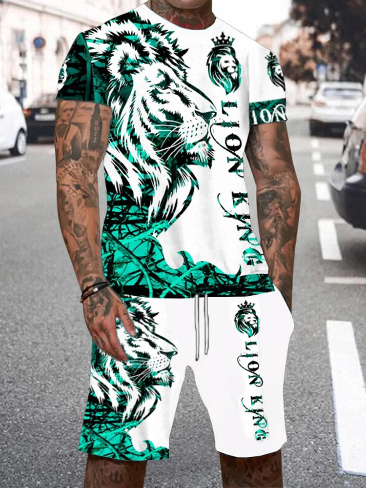 Fast Fashion - Lion Print Shirt & Shorts 2pc Set