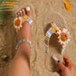 Women's fashion trend accessory Sunflower anti-slip wear soft sole flat flip flops