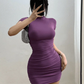 Sexy Tight Half High Collar Pleated Waist Mini Dress Spicy Girls Slim Dresses Bodycon Women Vestidos Cortos Party Mujer Clothing