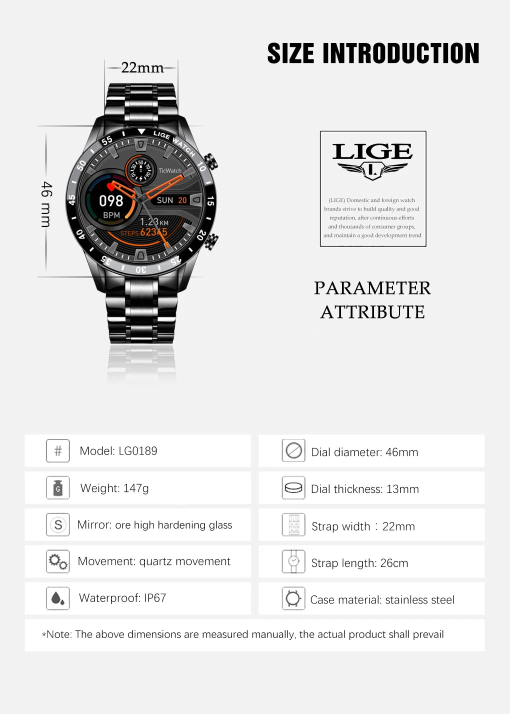 LIGE 2024 Smart Watch Full Circle Touch Screen Bluetooth Call Smartwatch Waterproof Sport Activity Fitness Watch+Box