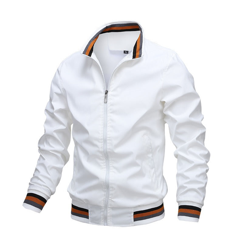 Autumn and Winter Men's Stand Collar Casual Zipper Jacket Outdoor Sports Coat Windbreaker Jacket for Men Waterproof Bomber