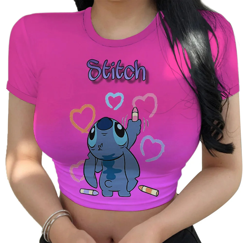 Stitch Graphic Crop Tops