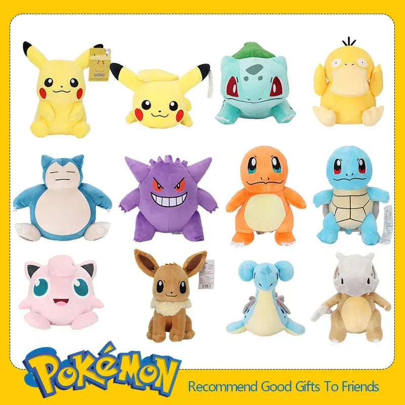 Original Pokemon Pikachu Plush Stuffed Animal Toy Eevee Mew Cubone Psydusk Lapras Gengar Charizard Peluche  Doll Gift For Kids