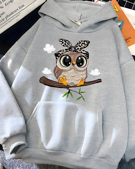 Y2K Kawaii Owl Print Hoodie