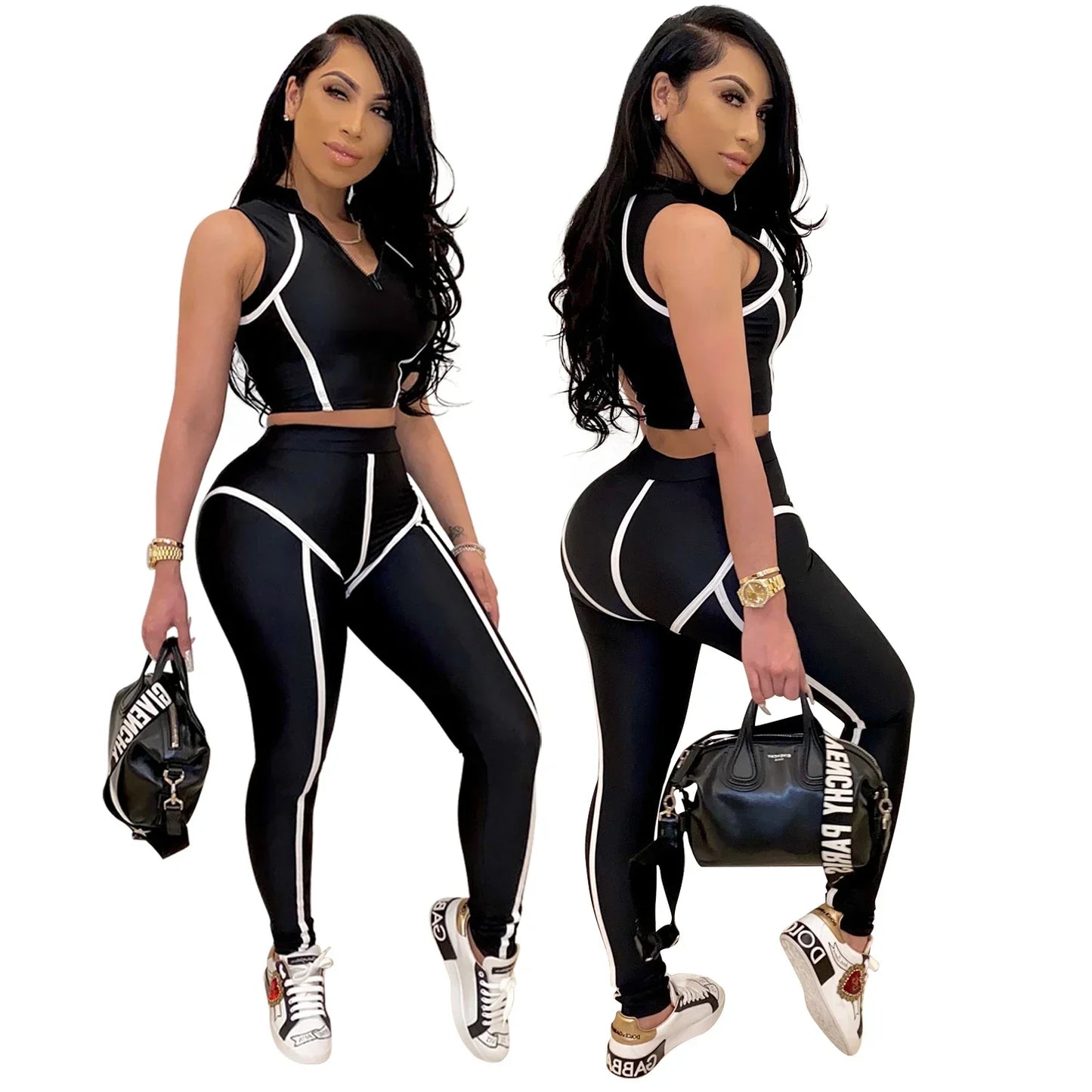 Mali Autumn - Striped Vest Tracksuit Set
