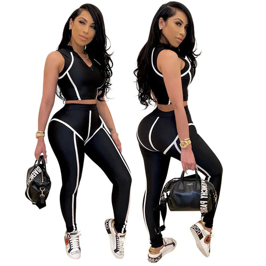 Mali Autumn - Striped Vest Tracksuit Set