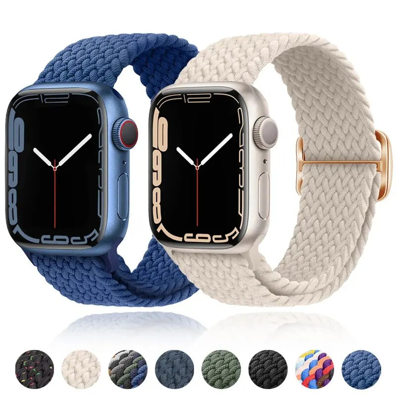 Braided Solo Loop For Apple Watch Band 44mm 40mm 49mm 45mm 41mm 38mm Elastic Nylon Bracelet IWatch Series 9 8 3 SE 6 Ultra Strap