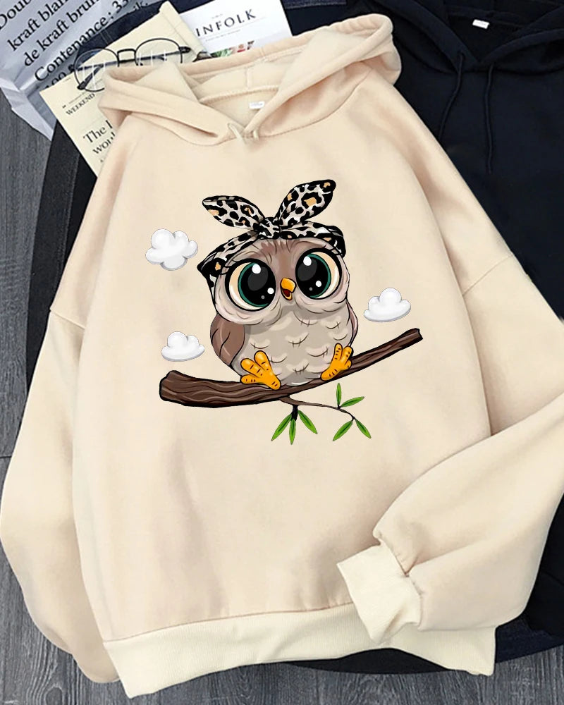 Y2K Kawaii Owl Print Hoodie