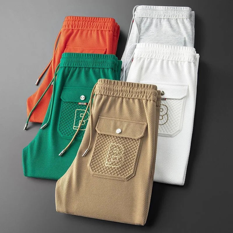 Light luxury high-end casual pants men's fashion brand embroidered pants autumn wrinkle resistant and breathable sports pants