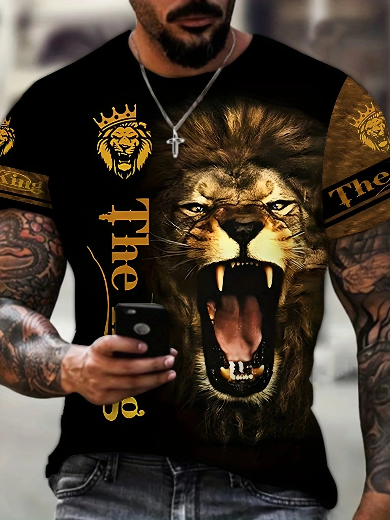 Fast Fashion - Lion Print Graphic T-Shirts