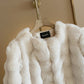 White Fur Coat for Women 2023 Autumn and Winter New Style Short Imitation Fur Plush Collarless Top Short Top Warm and Trend