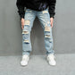 New Simple Men Loose Ripped Straight Jeans Pants Male Streetwear Stylish Casual Denim Trousers