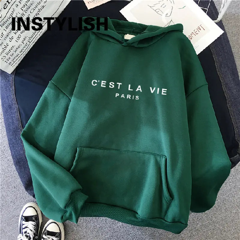 Everyday C'est La Vie Print Hoodie