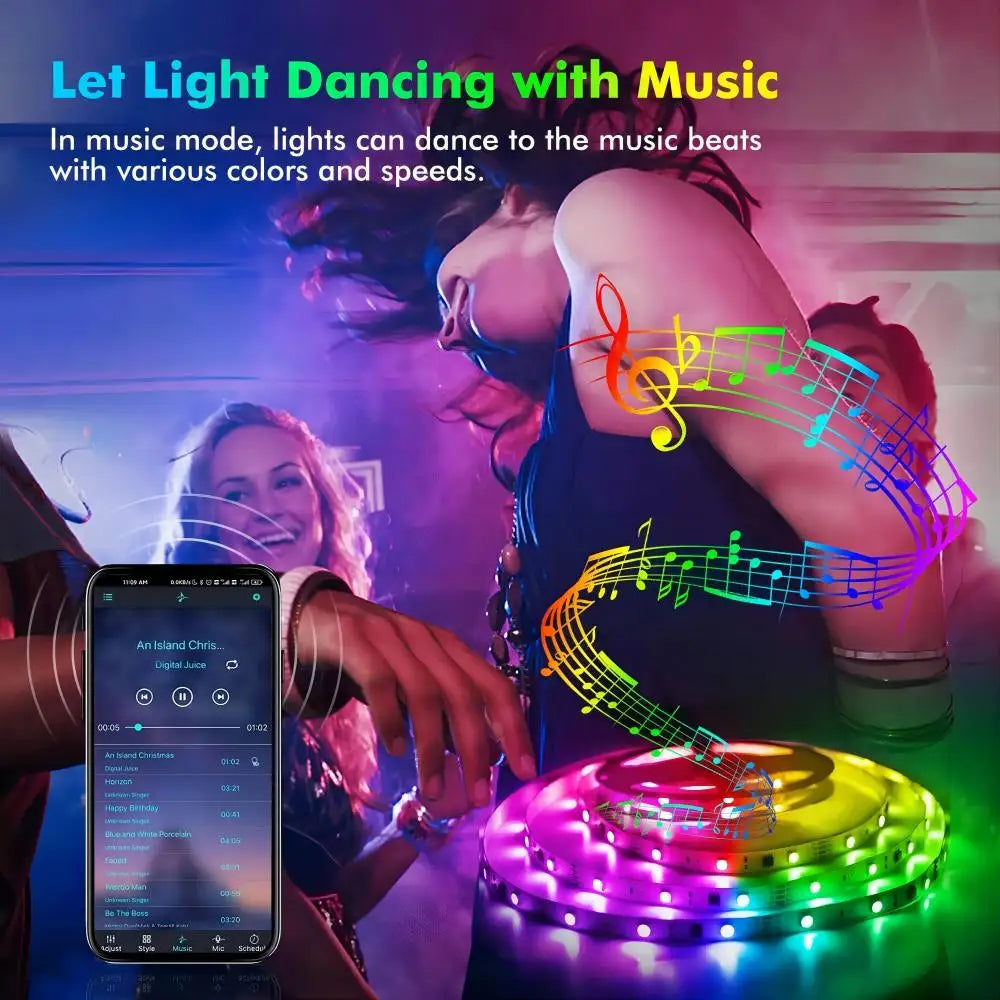 LED Strip RGB 5050 WS2812b Bluetooth App Control Chasing Effect Lights Flexible Tape Diode Ribbon TV BackLight Bedroom Decorate