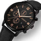 Black Quartz Watch Men w/ Roman Dial