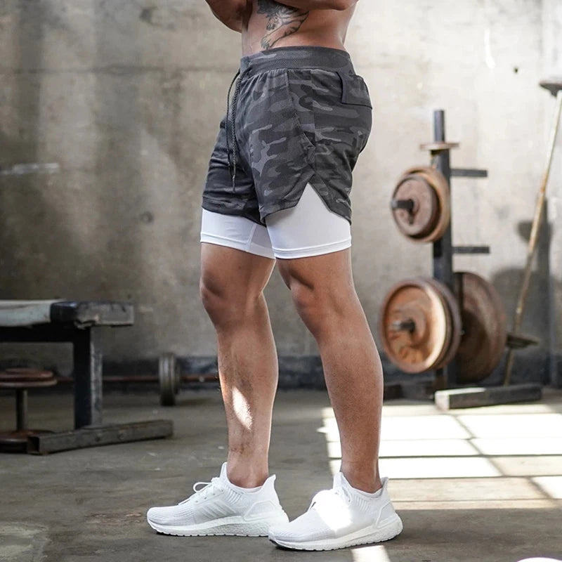 Running Shorts Men Gym Sports Shorts 2 In 1 Quick Dry Workout Training Gym Fitness Jogging Short Pants Summer Men Shorts