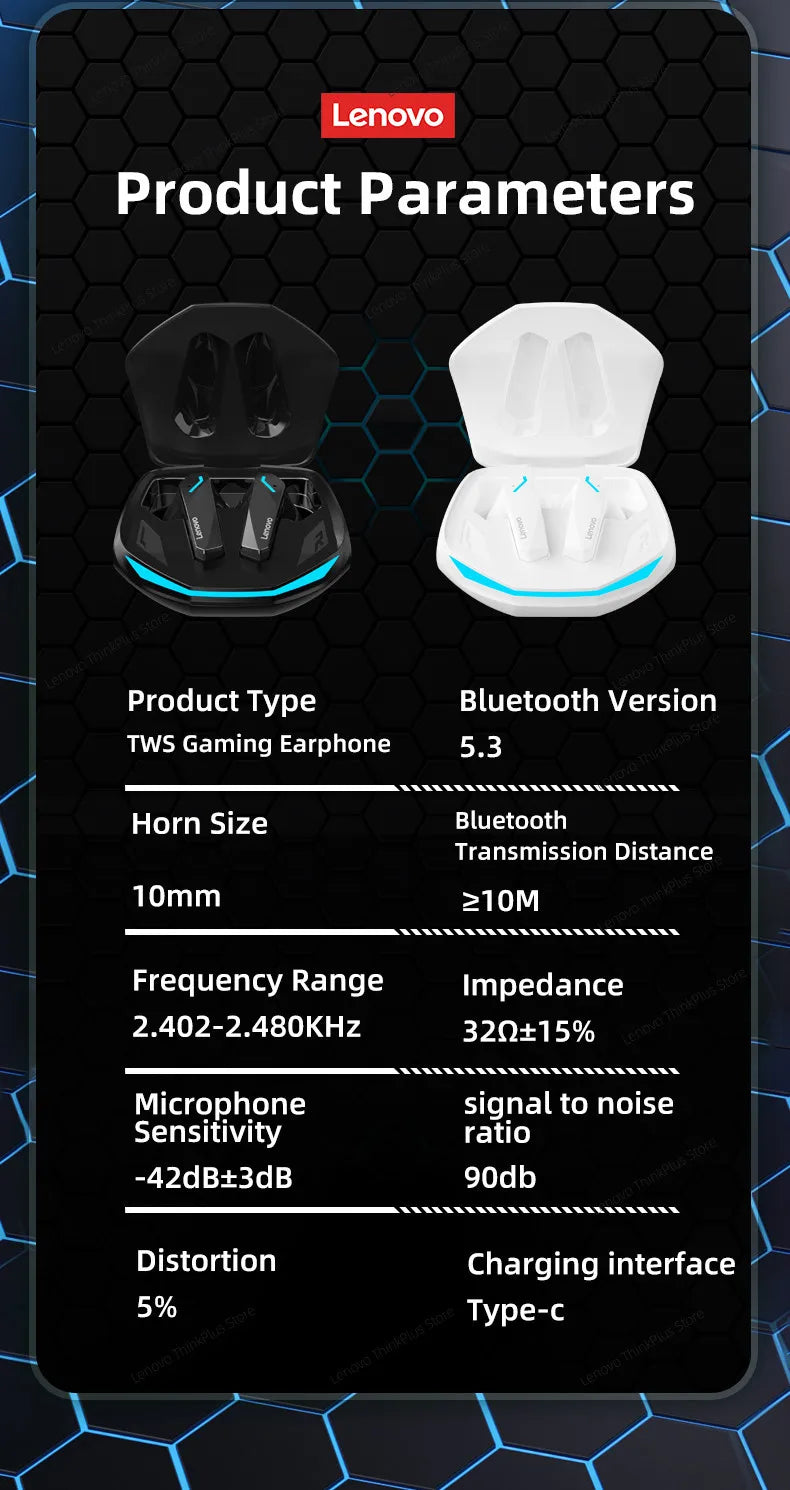 Choice Lenovo GM2 Pro TWS Wireless Headphones Earphone Bluetooth-compatible 5.3 Waterproof Headset with Mic for Xiaomi iPhone