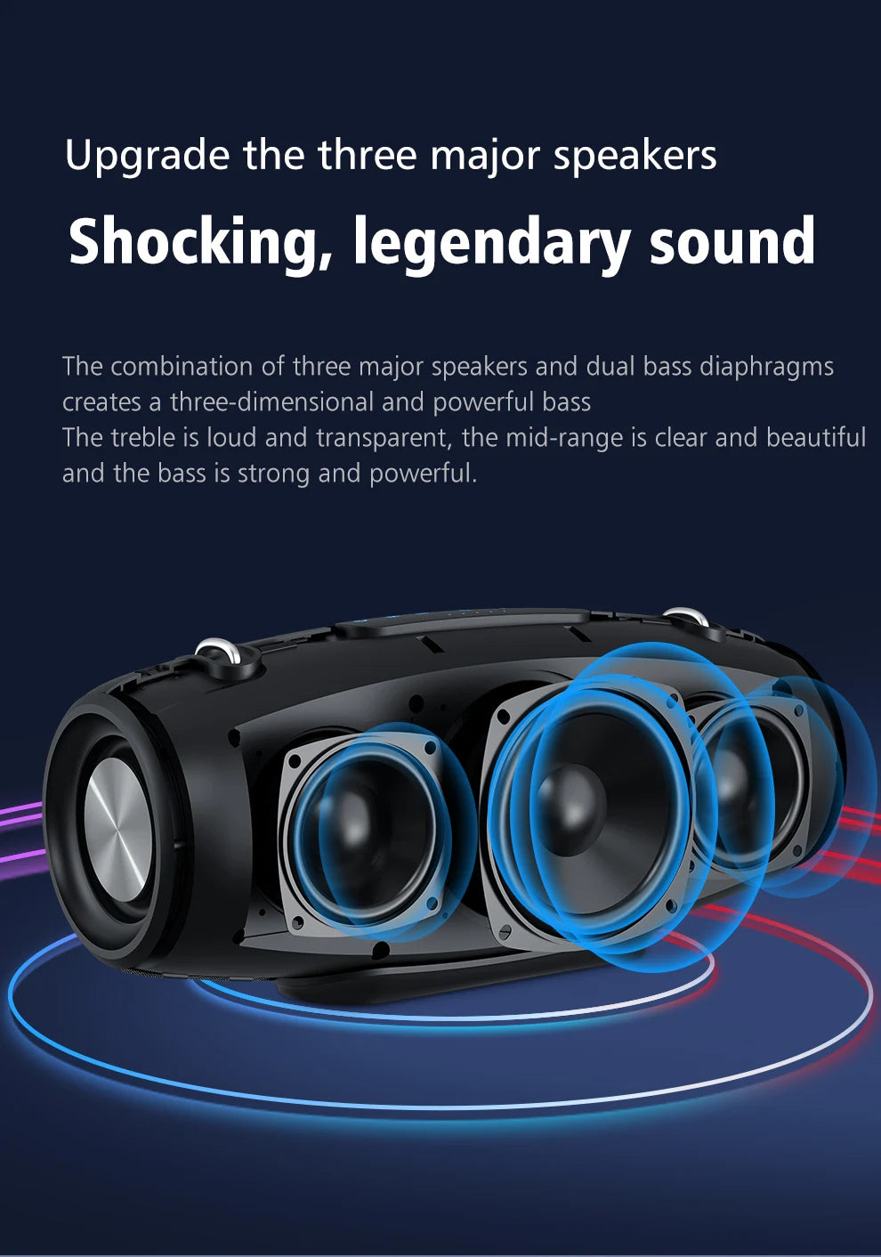 ZEALOT S67 60W Portable Bluetooth Speaker Outdoor Party Speaker Big Loud Speaker Excellent Bass Performace 3D Speaker