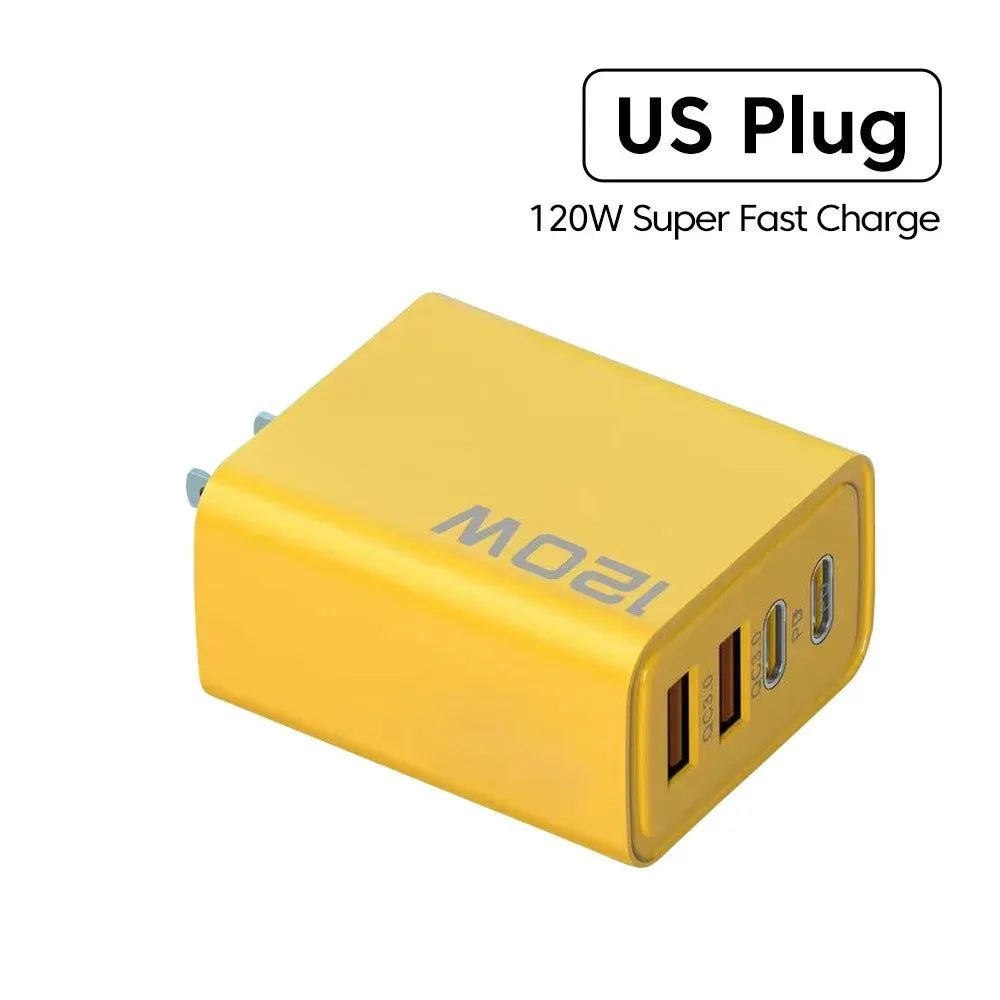 120W Lightning 4-Port Adapter - Charging Box/Plug (2 USB-A Ports, 2 USB-C Ports)