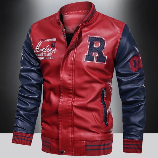 Marquis Autumn - Leather Baseball Bomber Jacket