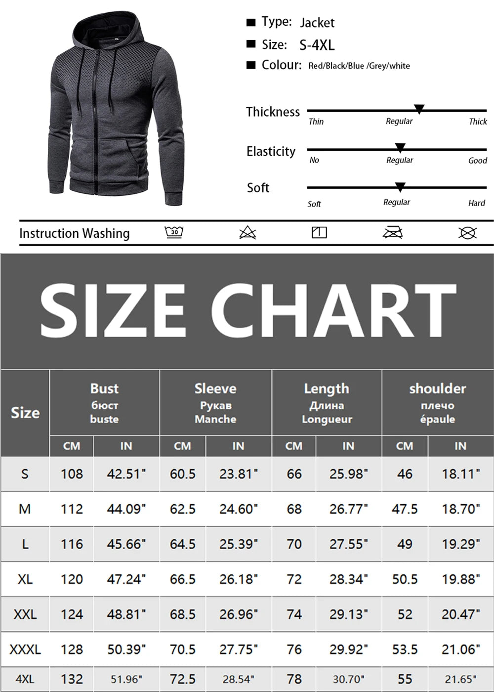 Men's Autumn Hooded Jacket Long Sleeved Pullover Hoodie Zip Up Cardigan Cotton Hooded Sweatshirt Coat