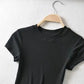 Summer Sexy Women O-neck Short-sleeve T-shirt Slim Elastic Skinny Crop Tops