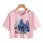 Stitch Graphic Crop Tops - Women's