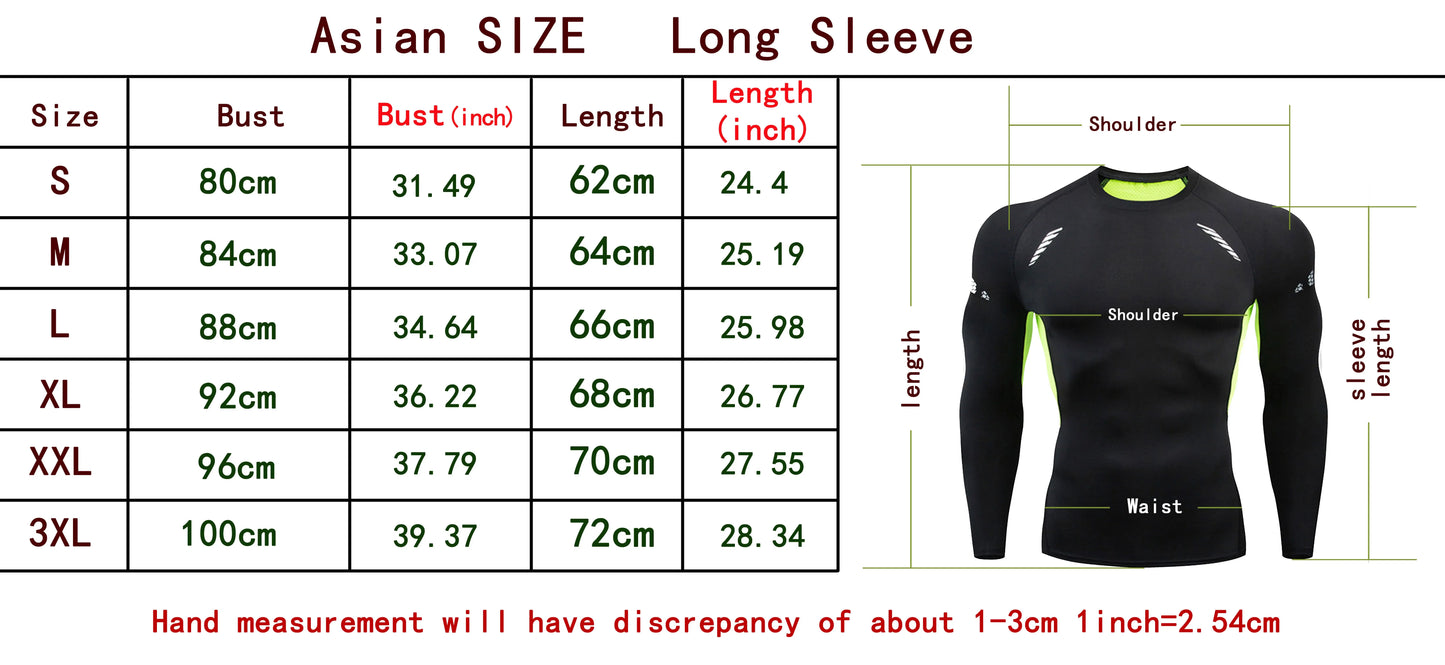 Casual Anime Print Running Compression T-Shirt Men's Quick-Drying Fitness Sportswear Gym Sports Long Sleeve Breathable Top S-3XL