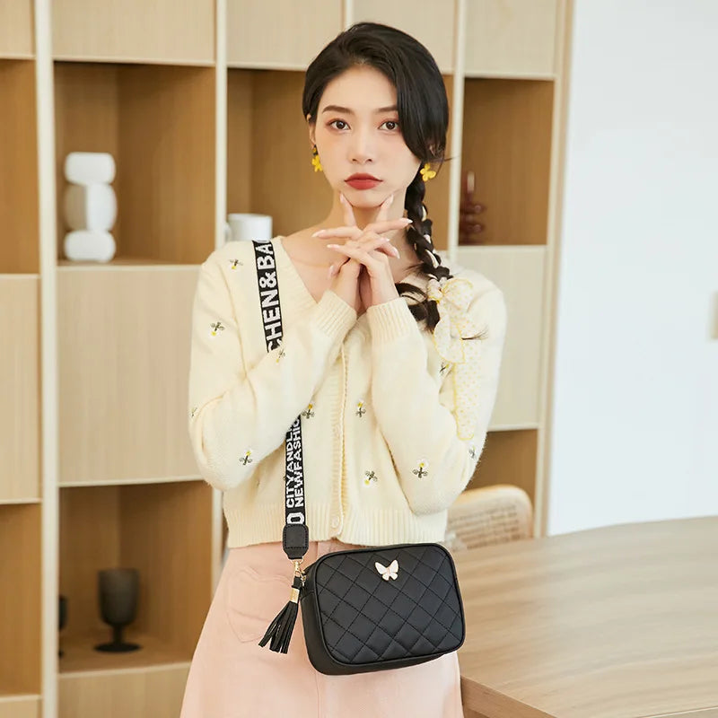 Fashion Hit Color Shoulder Bags for Women Female PU Leather Crossbody Messenger Bags Small Handbag Wide Strap Purse