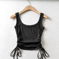 New Arrival Girls Casual Solid Colour Two Side Drawstring Vest Folds Shirring Sexy Tank&Camis