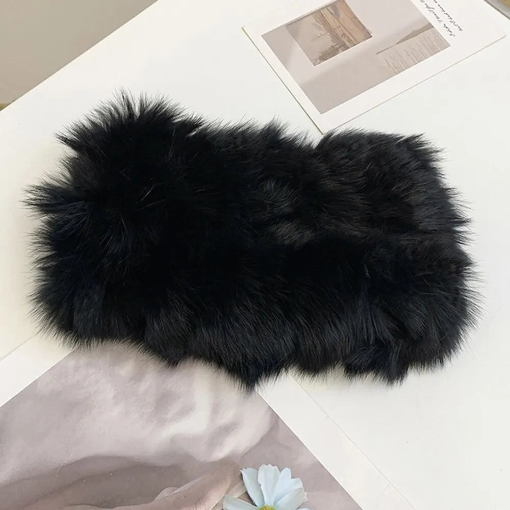 1PC Autumn and Winter New Real Rabbit Hair Band Hair Hoop Women's Warm Fur Fur Hat Vintage Wide Edge Plush Headband Warm Hat