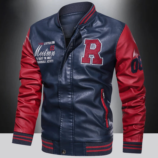 Marquis Autumn - Leather Baseball Bomber Jacket