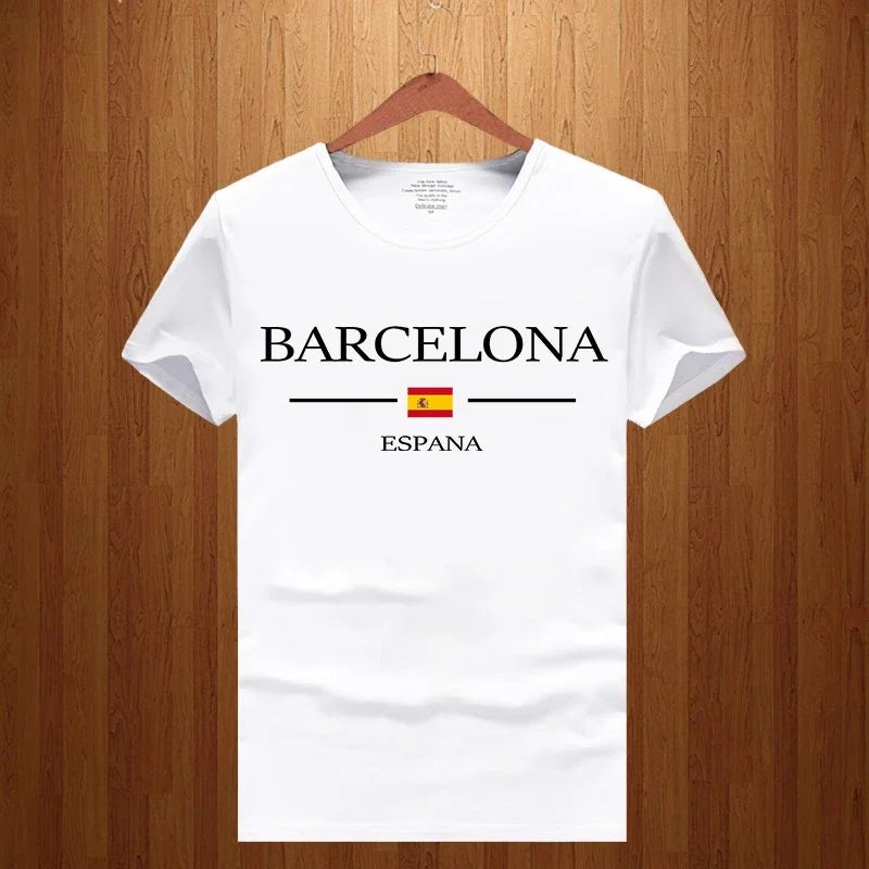 BARCA - Spain Letter-Print T-Shirts - Men's