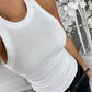 Women Solid Round Neck Ribbed Tank Top Camisole Women Summer Basic Elastic Tank Top O Neck Solid Tank Top