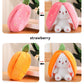 25cm Cosplay Strawberry Carrot Rabbit Plush Toy Stuffed Creative Bag into Fruit Transform Baby Cuddly Bunny Plushie Doll For Kid