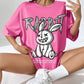 Kawaii Rabbit Printed Tops Cotton T-Shirts For Womens Fashion Casual Soft Short Sleeve Loose Tees Comfortable Street Clothes