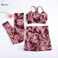 CHRLEISURE 2/3PCS Tie Dye Yoga Set Seamless Sports Suit for Women Elastic Gym Athletic Fitness Outfit Outdoor Running Sportswear