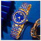 New Luxury Watch Women Necklace Earring Blue Rhinestone Fashion Wristwatch Casual Ladies Watches Jewelry Set Relogio Feminino