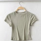 Summer Sexy Women O-neck Short-sleeve T-shirt Slim Elastic Skinny Crop Tops